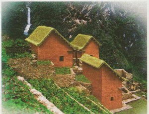 Reconstrucción de la casa de la caida de agua, vivienda del Inca de Choquequirao (tomado de Arkinka pag. 91)